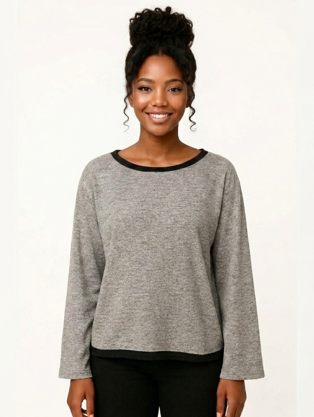 Wooly Bully Wear Grey Black Crew Neck Sweater - XL